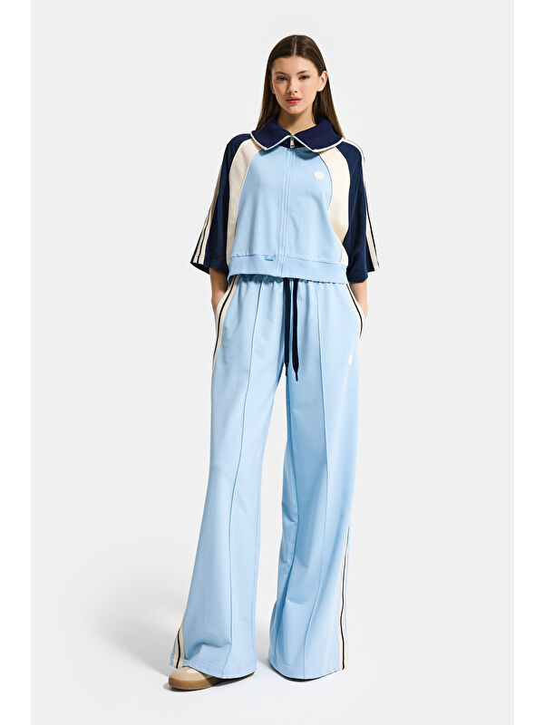 It's Basic Kadın Bebe Mavi s6-103 Sweatshirt Yürüyüş Eşofman Pantolonu 2'li Tasarım Takım