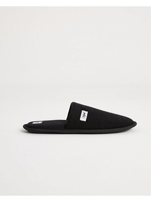 Erkek Kışlık Sıcak Tutan Siyah Triko Ev İçi Terlik- Duncan - Görsel 6