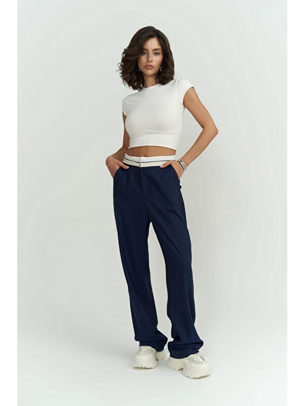 Mai Collection Zelmira Ters Kemer Indigo Pantolon