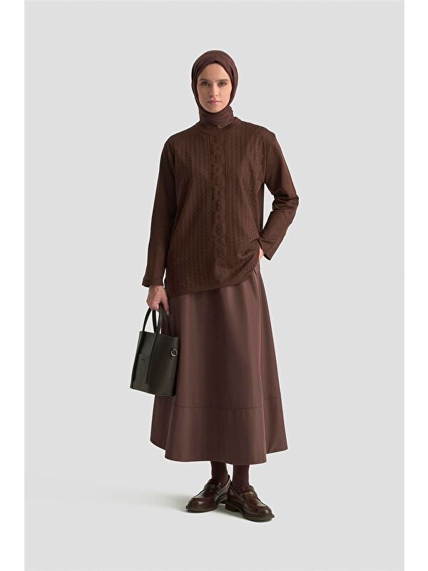 ARMİNE Örgü Desenli Kazak 25Kd7004 Kahverengi