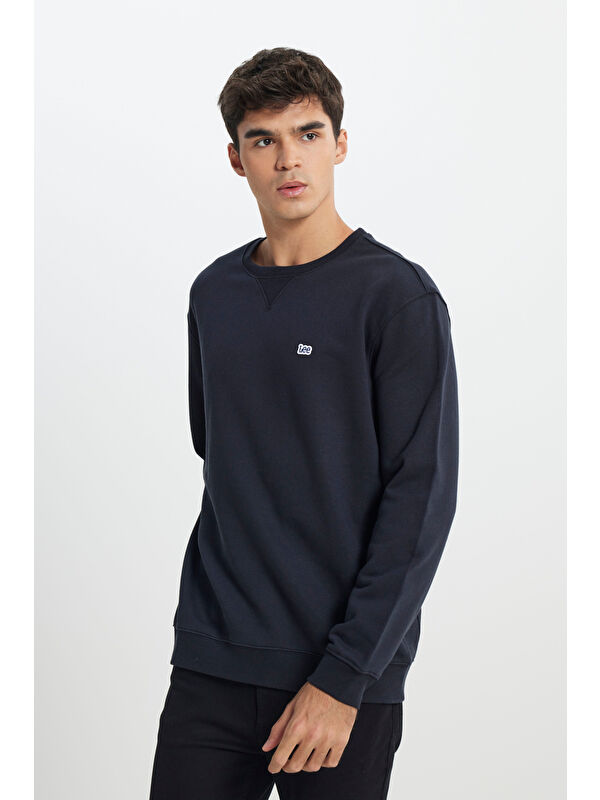 Lee Regular Fit %100 Pamuk Bisiklet Yaka Siyah Şardonlu Sweatshirt