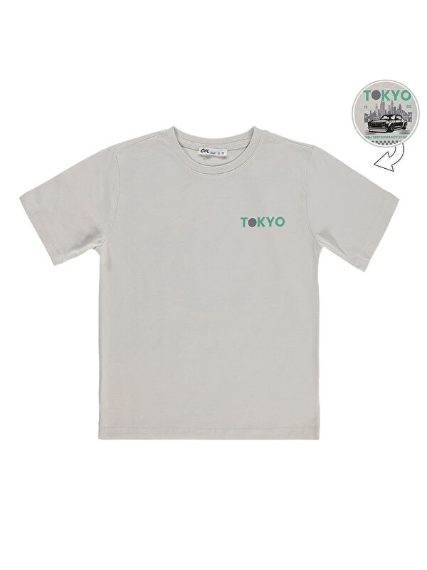 Civil Boys Tokyo Basklı 10-13 Yaş Tişört - Koyu Taş Rengi