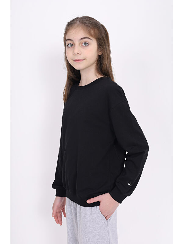 Toontoykids Kız Çocuk Relax Fit Bisiklet Yaka Baskılı Sweatshirt - 2 İplik