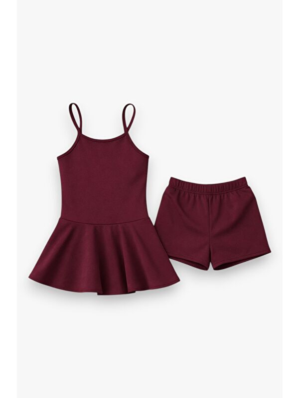 My Kids Wear Kız Çocuk Garson Mayo Elbiseli Şortlu 2’li Takım 12417