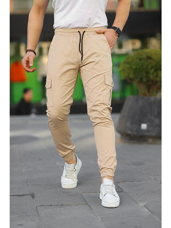 Comstar Erkek Slim Fit Beli ve Paçası Lastikli Kargo Cep Pantolon