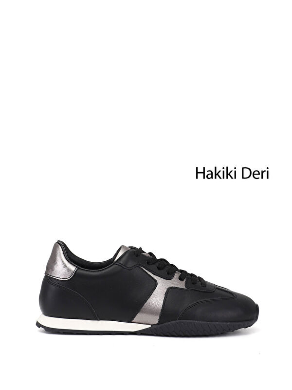 GÖNDERİ(R) Kadın SİYAH Lastik Bağcıklı Hakiki Deri Sneaker