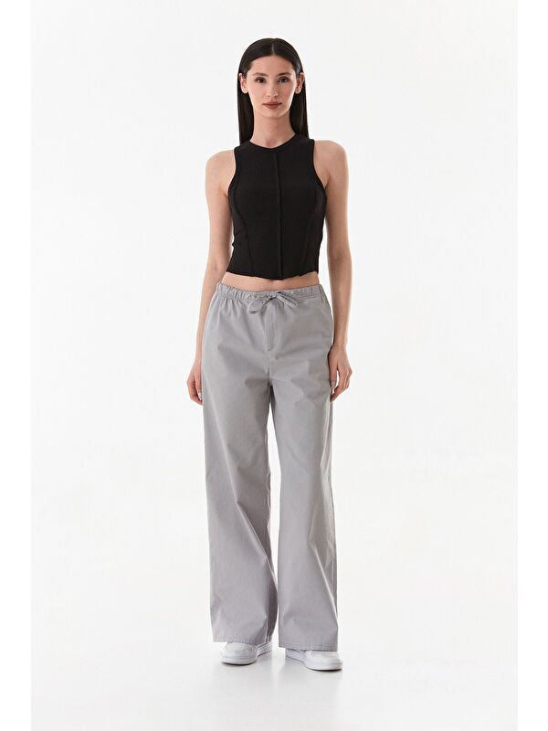 Fullamoda Beli Lastikli Cepli Gabardin Palazzo Pantolon