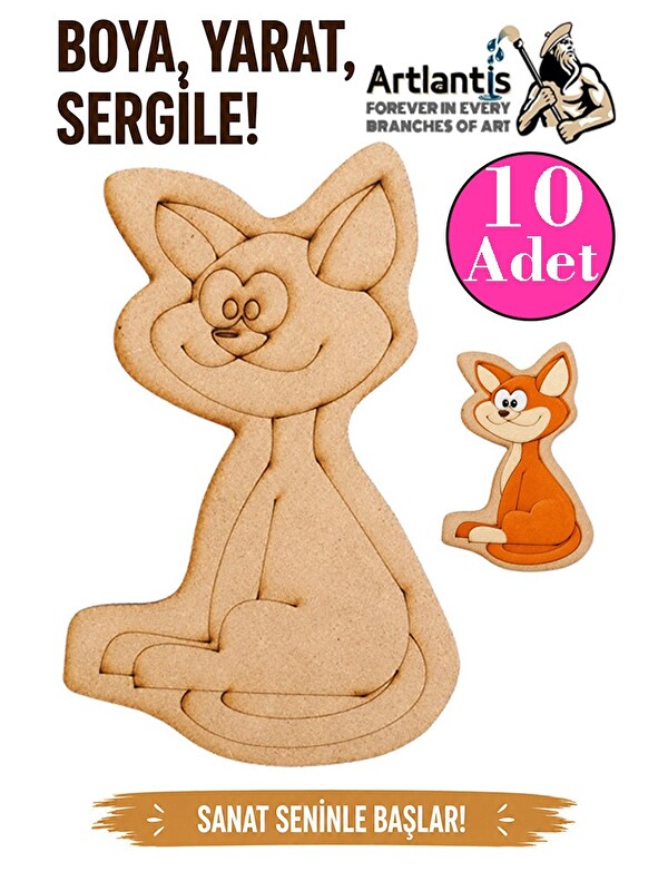 Artlantis Ahşap Boyama Hayvanlar 10 Adet 10x15 Set2 Hayvan Boyama Figürü Etkinlik Çocuk Gelişim Motor Beceri A
