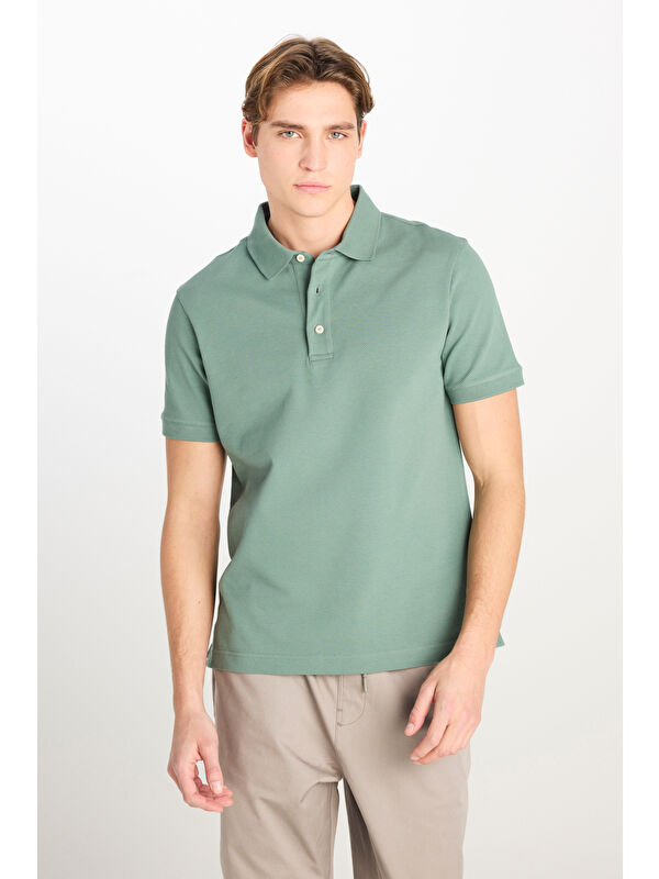 Lee Regular Fit Pamuklu Koyu Yeşil Polo Yaka Tişört