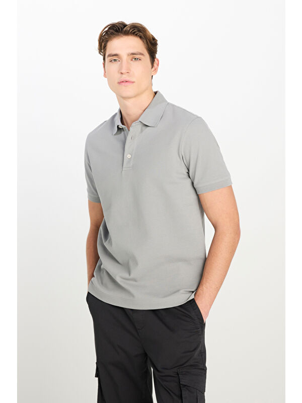 Lee Regular Fit Pamuklu Gri Polo Yaka Tişört
