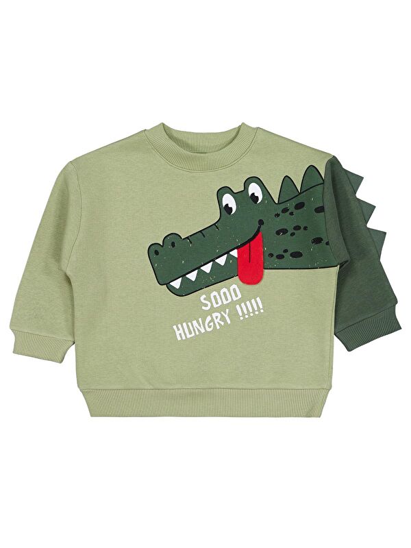 Civil Boys Sooo Hungry Baskılı 2-5 Yaş Sweatshirt - Haki 5-6 Yaş
