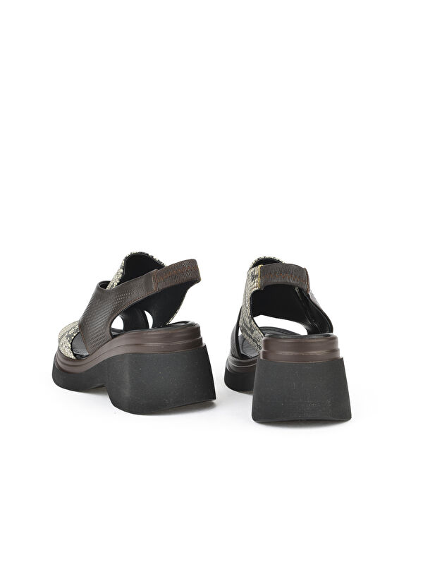 Kadın Hakiki Deri Topuklu Sandalet 151992Z64001 Kahve - Görsel 4