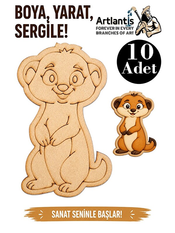 Artlantis Ahşap Boyama Hayvanlar 10 Adet 10x15 Set2 Hayvan Boyama Figürü Etkinlik Çocuk Gelişim Motor Beceri A
