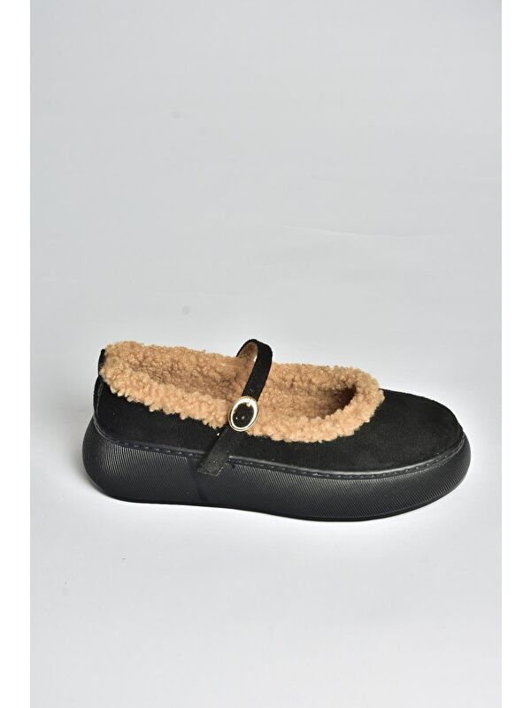 Fox Shoes Siyah Kadın Kışlık Babet Ayakkabı V811269502