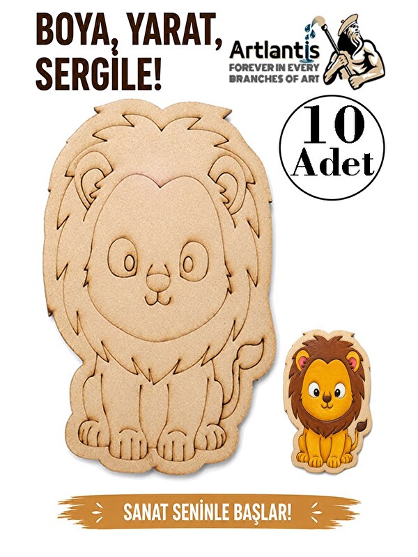 Artlantis Ahşap Boyama Hayvanlar 10 Adet 10x15 Set2 Hayvan Boyama Figürü Etkinlik Çocuk Gelişim Motor Beceri A