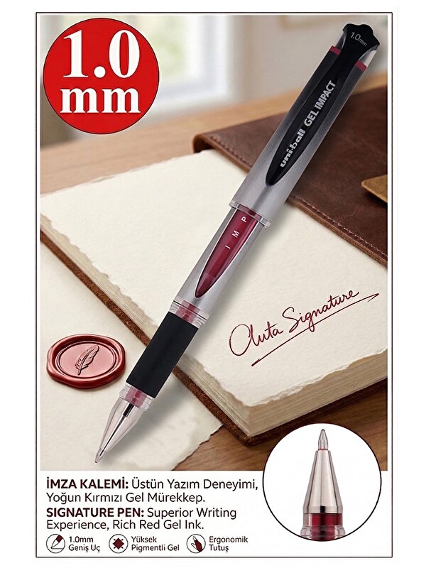 Artlantis İmza Kalemi 1 Adet Uniball Gel İmpact 1.0 mm Roller Pilot Kalem Um-153S Roller Uçlu Likit Mürekkepli