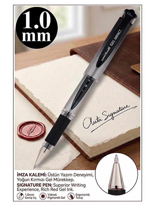 Artlantis İmza Kalemi 1 Adet Uniball Gel İmpact 1.0 mm Roller Pilot Kalem Um-153S Roller Uçlu Likit Mürekkepli