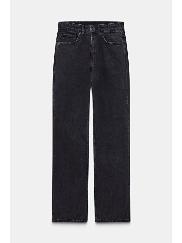 Saade Antrasit Kadın Yüksek Bel Mary Vintage Straight Fit Jean Pantolon