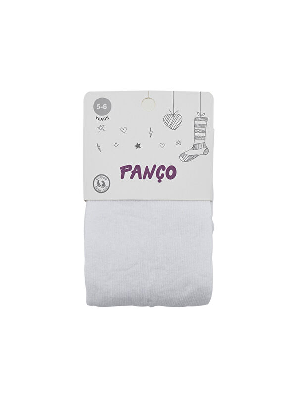 Panço Kız Çocuk Pamuklu Beyaz Külotlu Çorap