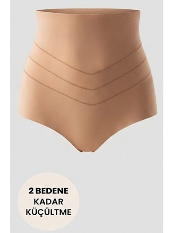 C&City Yüksek Bel Lazer Kesim Külot Korse 9603 Ten