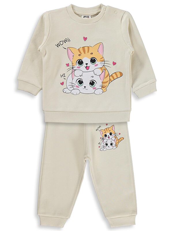 Civil Baby Kedi Baskılı 6-18 Ay Takım - Fil Dişi