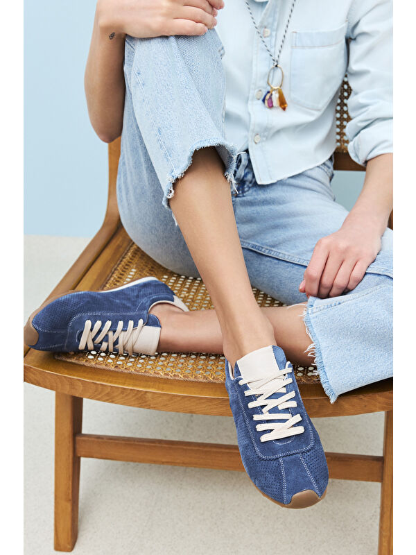 Kadın Hakiki Deri Sneaker 1511035Z63001 Lacivert - Görsel 7