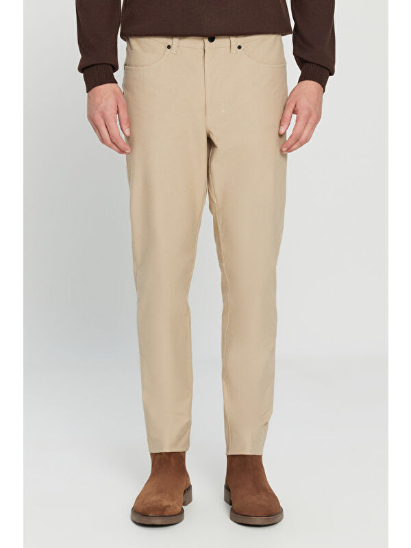 Altınyıldız Classics Erkek Bej 360 Her Yöne Esneyen Slim Fit Dar Kesim Pamuklu 5 Cep Casual Pantolon