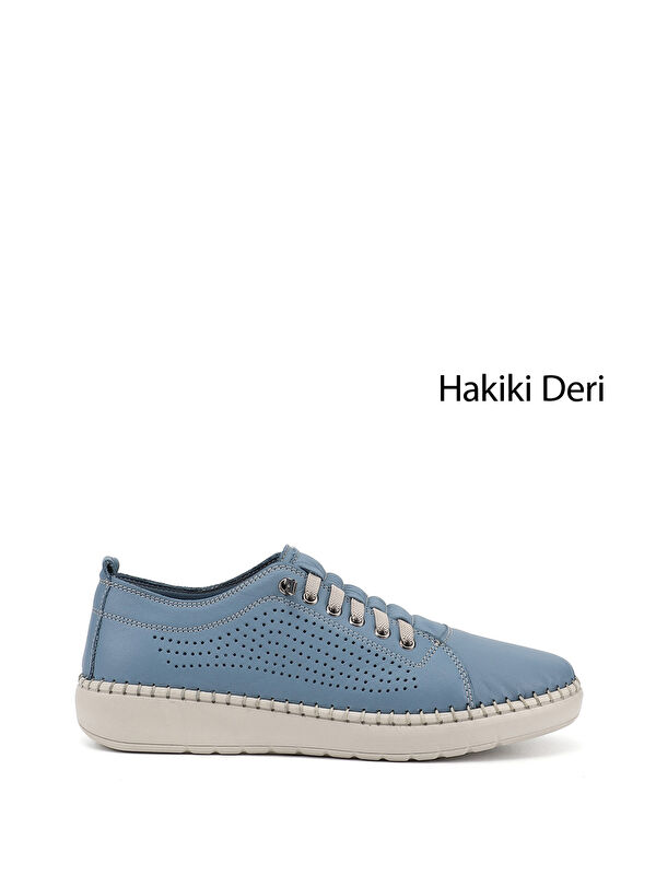 GÖNDERİ(R) Kadın MAVİ Bağcıklı Hakiki Deri Comfort Ayakkabı