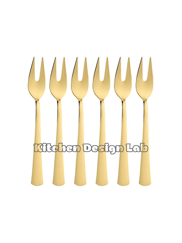 Kitchen Design Lab Gold Limon Ve Fondü Çatalı, Gold 6'lı Kutulu Çatal Takımı