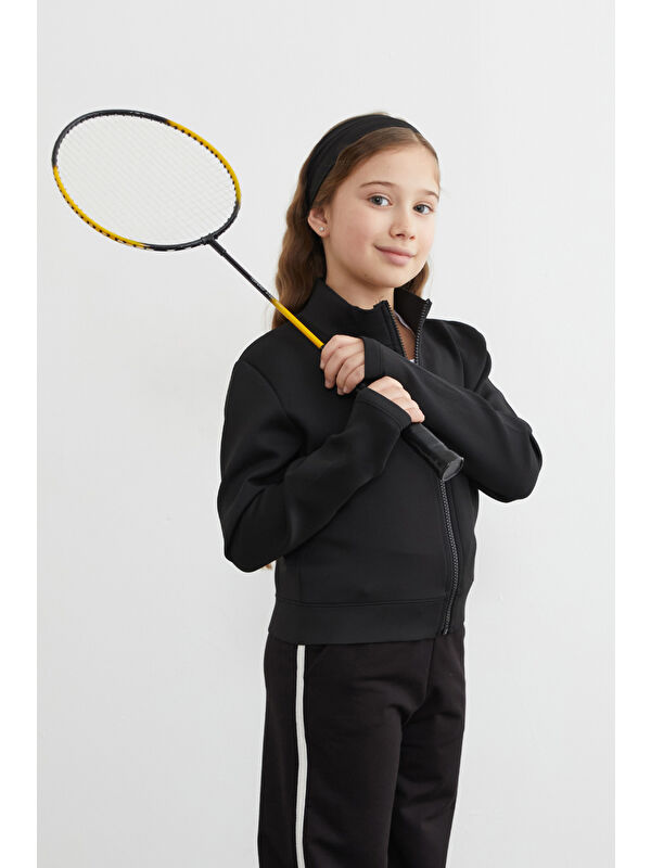 Fullamoda Fermuarlı Dalgıç Kumaş Kız Çocuk Sweatshirt