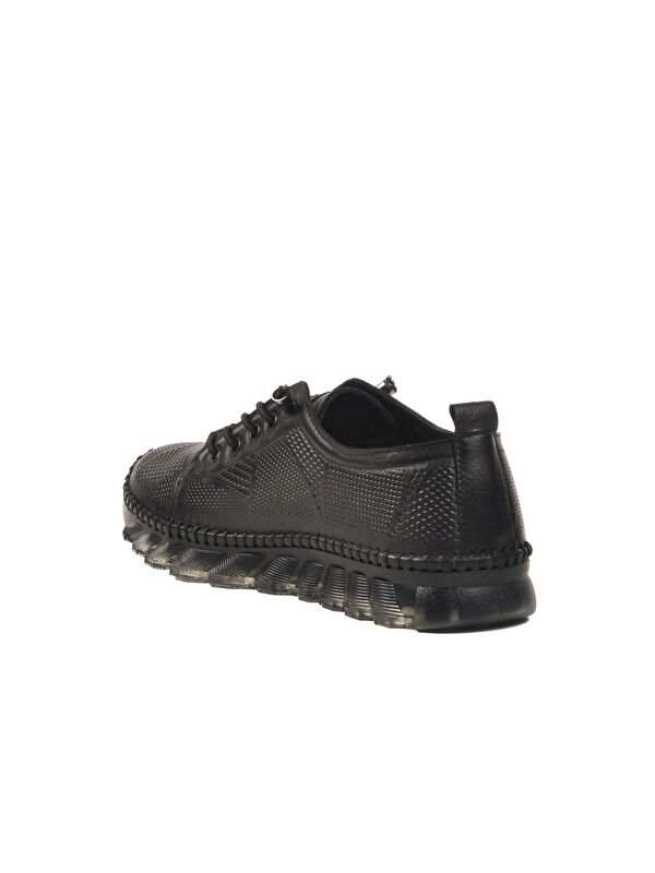 Siyah Hakiki Deri Kadın Casual Ayakkabı 0004 Z - Görsel 5