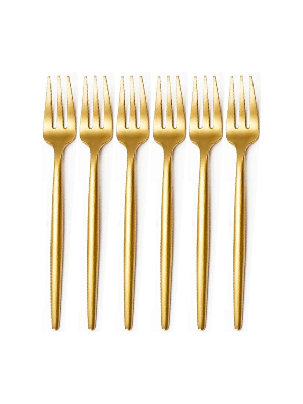 Kitchen Design Lab Gold Limon Ve Fondü Çatalı, Gold 6'lı  Çatal Takımı 13 Cm