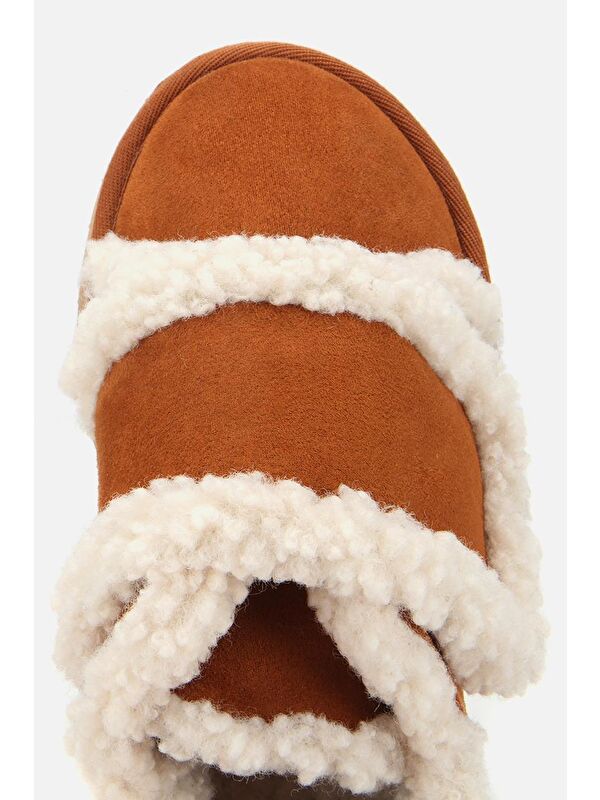 Yaya By Hotiç Kahverengi Yaya By Hotiç Yaya By Kadın Süet İçi Kürklü Yüksek Tabanlı Kalın Bantlı Düz Ayakkabı