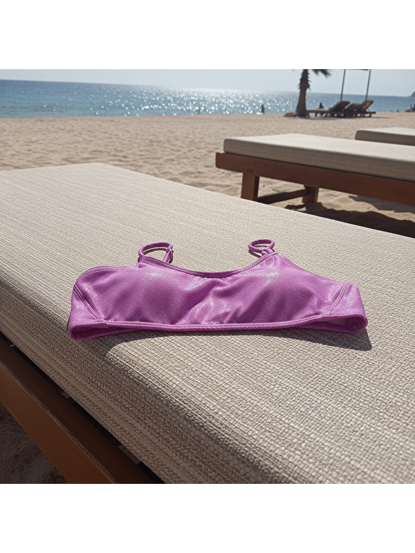 Bonbon Kadın Plaj Giyim Askılı Lila Renk Bikini Üst Bb2576