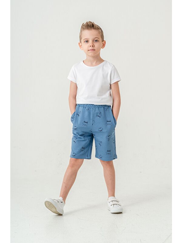 Mışıl Kids Tüm Alan Kedi Baskılı Erkek Çocuk Şort