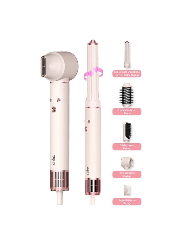 Sinbo SHD-1719 Saç Şekillendirme Seti - Pembe