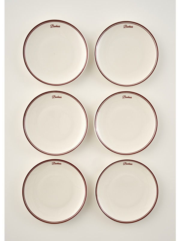 Bella Maison Bonheur Porselen 6'lı Pasta Tabağı Seti Bordo (21 cm)