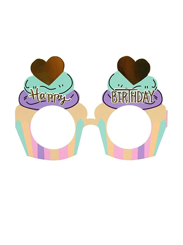Le Mabelle Çok Renkli Cup Cake Temalı 6'lı Parti Gözlüğü