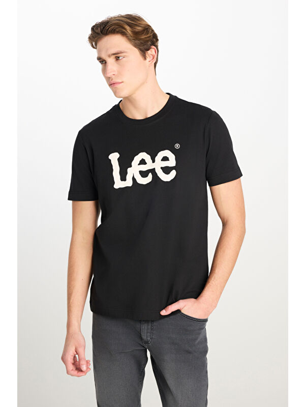 Lee %100 Pamuk Regular Fit Normal Kesim Bisiklet Yaka Siyah Tişört