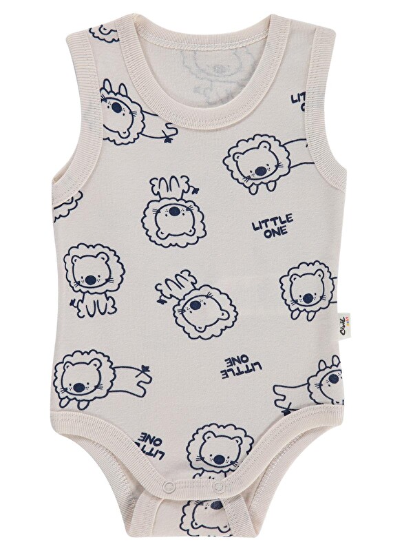 Civil Baby Little One Baskılı 0-24 Ay Çıtçıtlı Badi - Ekru