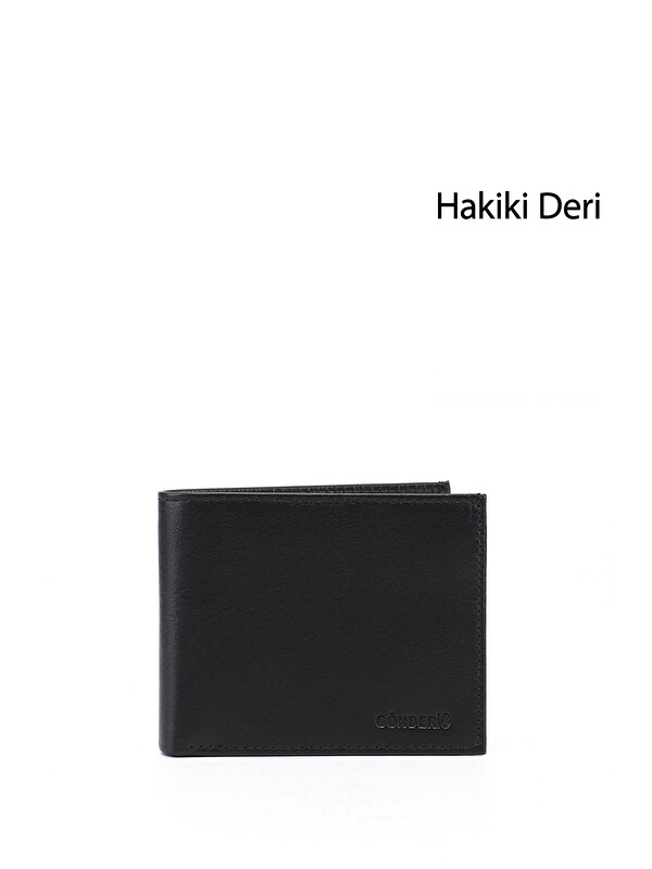 GÖNDERİ(R) Erkek SİYAH Hakiki Deri Yatay Cüzdan