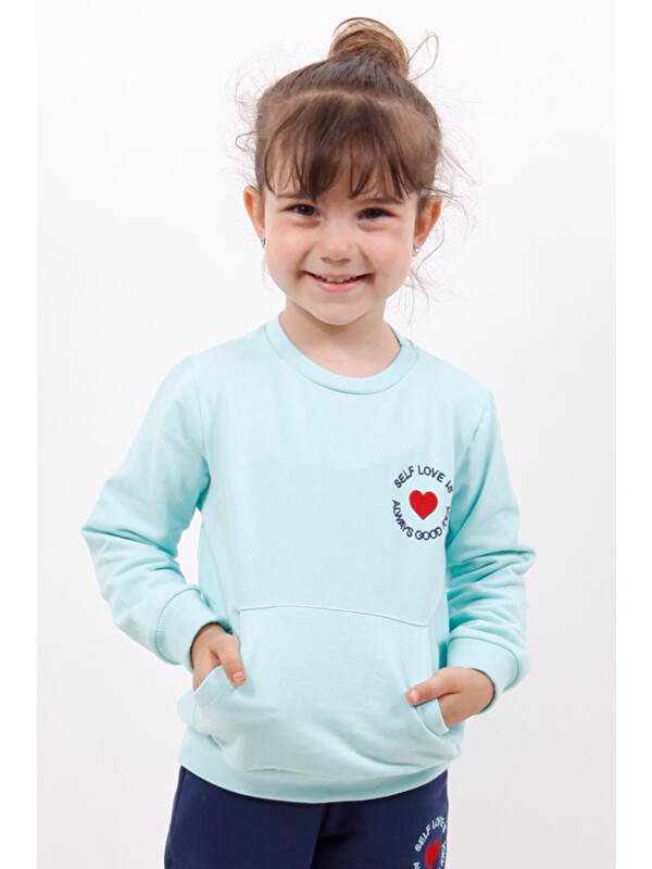 Toontoykids Kız Çocuk Göğsü Kalp Nakışlı Sweatshirt