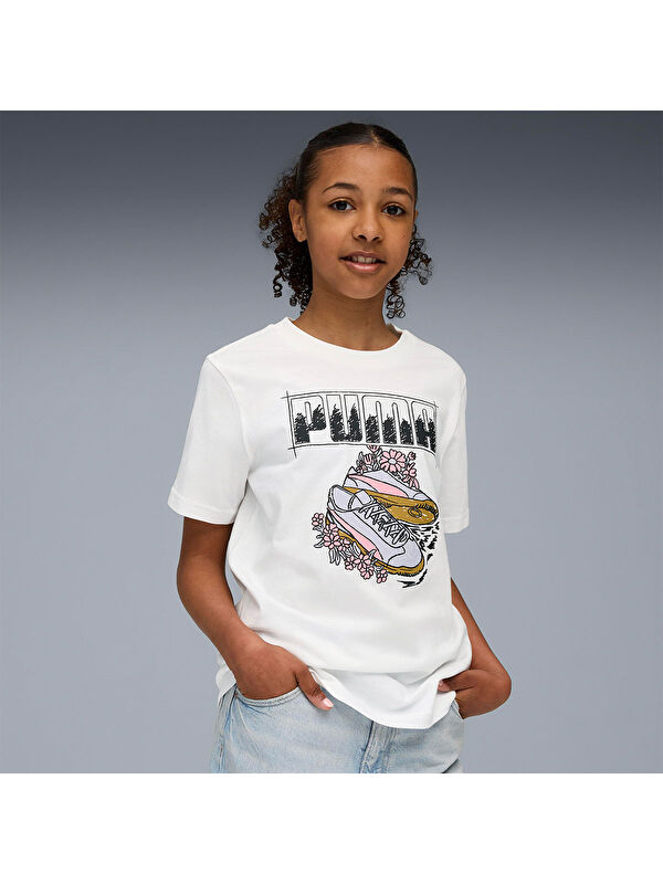 Puma Graphic Kız Çocuk Beyaz Tişört