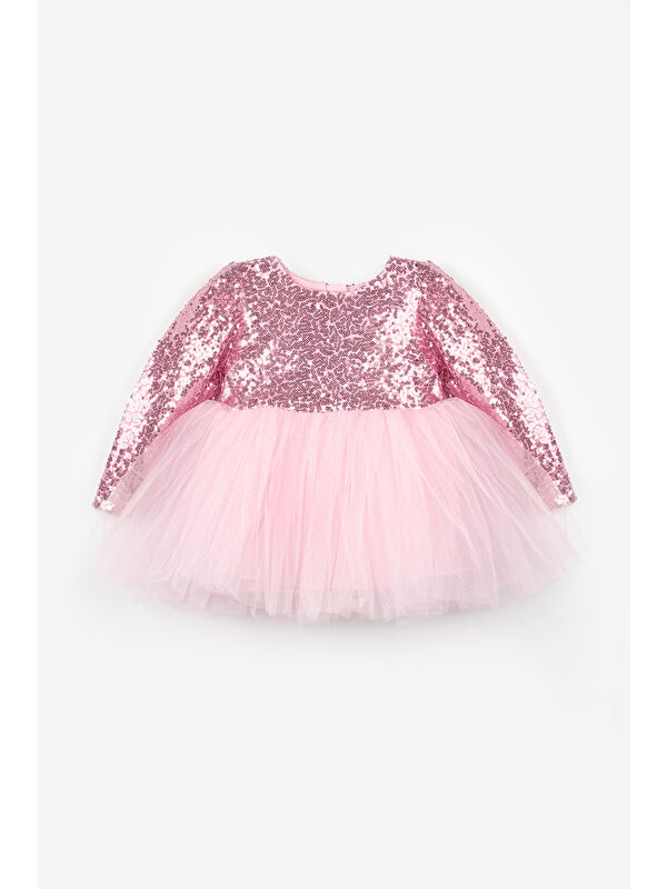 Le Mabelle Pembe Pullu Uzun Kollu Kız Bebek Elbise - Berry