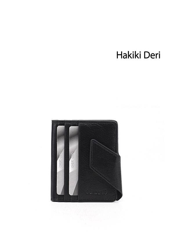 GÖNDERİ(R) SİYAH Hakiki Deri Unisex Kartlık
