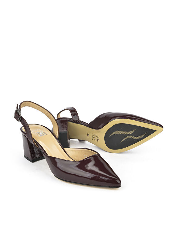 Kadın Hakiki Deri Topuklu Ayakkabı 1511030Z2555 Bordo - Görsel 5