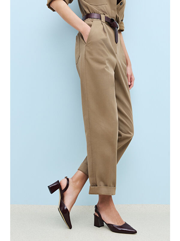 Kadın Hakiki Deri Topuklu Ayakkabı 1511030Z2555 Bordo - Görsel 7