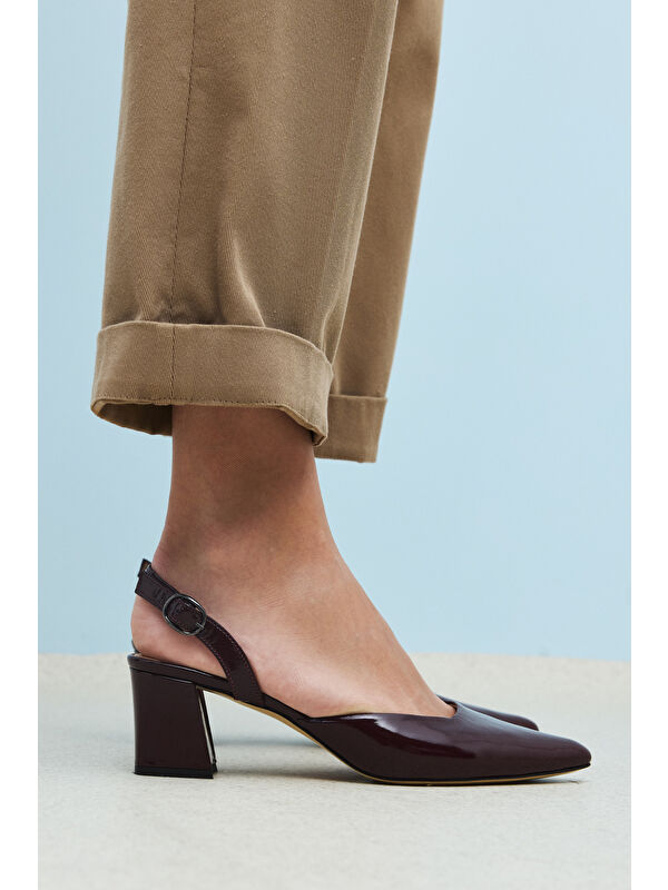 Kadın Hakiki Deri Topuklu Ayakkabı 1511030Z2555 Bordo - Görsel 8