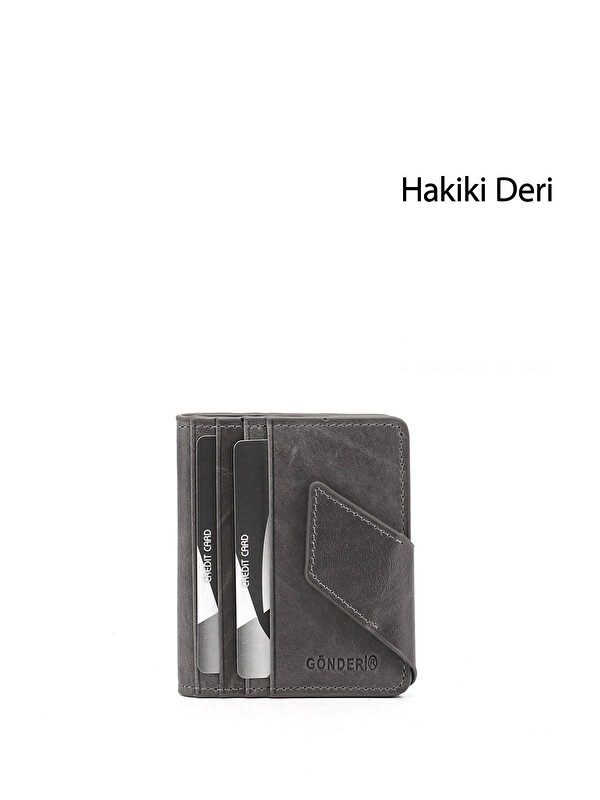 GÖNDERİ(R) GRİ Hakiki Deri Unisex Kartlık