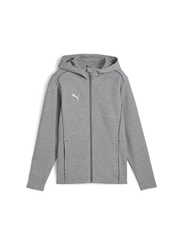 Puma Teamfinal Casuals Hooded Erkek Futbol Fermuarlı Sweatshirt 65852833 Gri